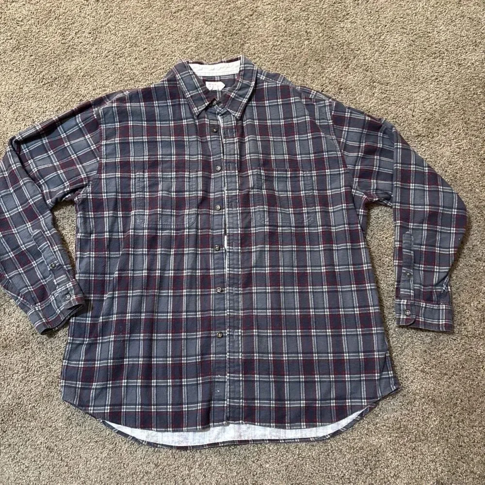 J Crew Flannel Mens Size XL 100% Cotton Premium Heavyweight Brushed‎ Plaid Shirt